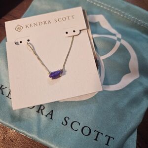 Kendra Scott Gold Necklace with Blue Stone Pendant